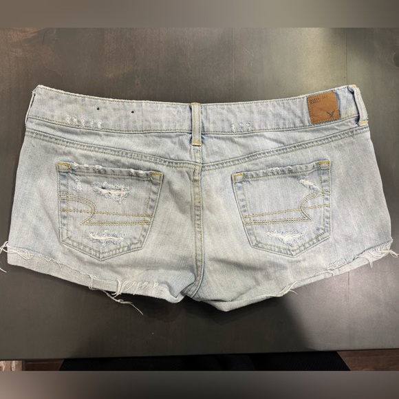 EUC AEO American Eagle AE Jean Denim Shortie Shorts Frayed Distressed Siz… - Picture 2 of 3